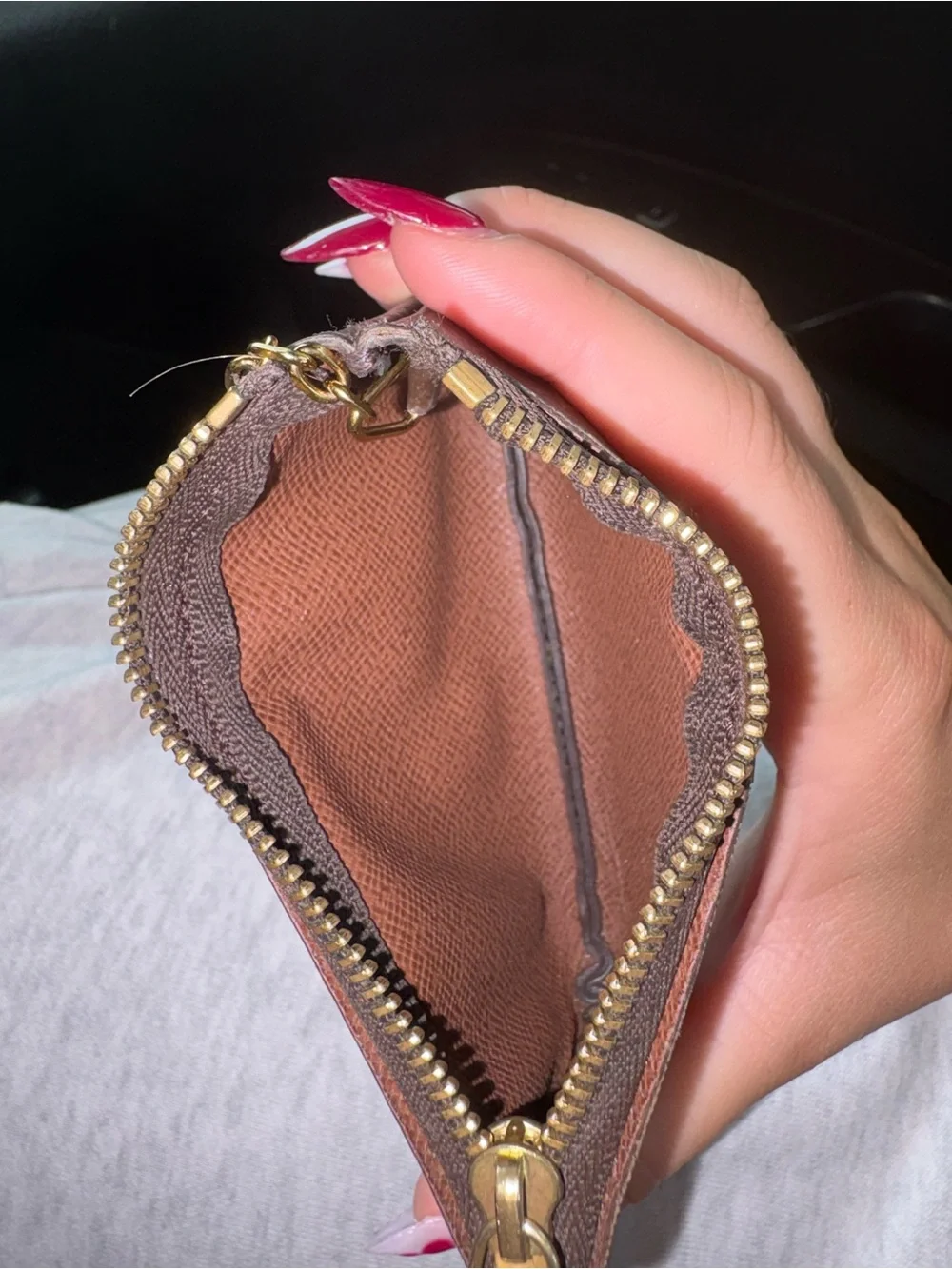 Louis Vuitton Brown Monogram Key Pouch with Gold Hardware